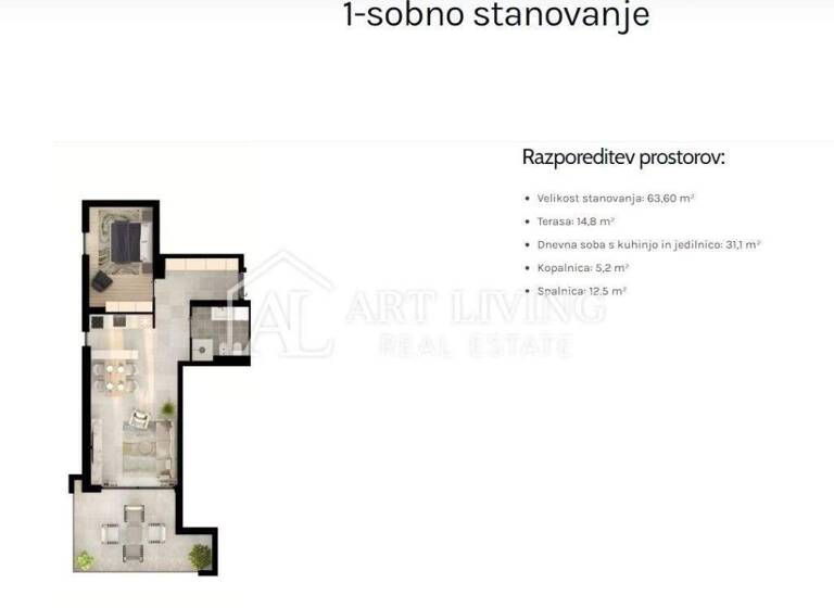 Wohnung zum Kauf 357.750 € 2 Zimmer 63 m² 4. Geschoss Umag Centar, Luka, Finida