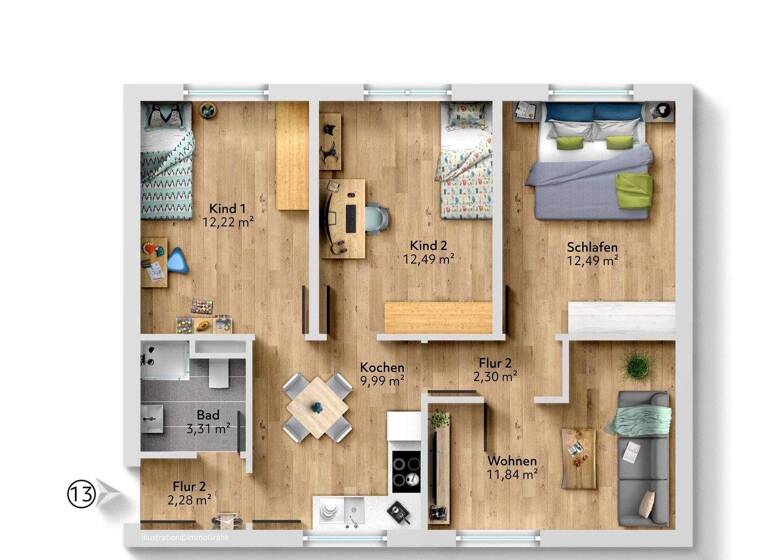 Wohnung zum Kauf provisionsfrei 214.000 € 4 Zimmer 66,9 m² Sandershausen Niestetal 34266