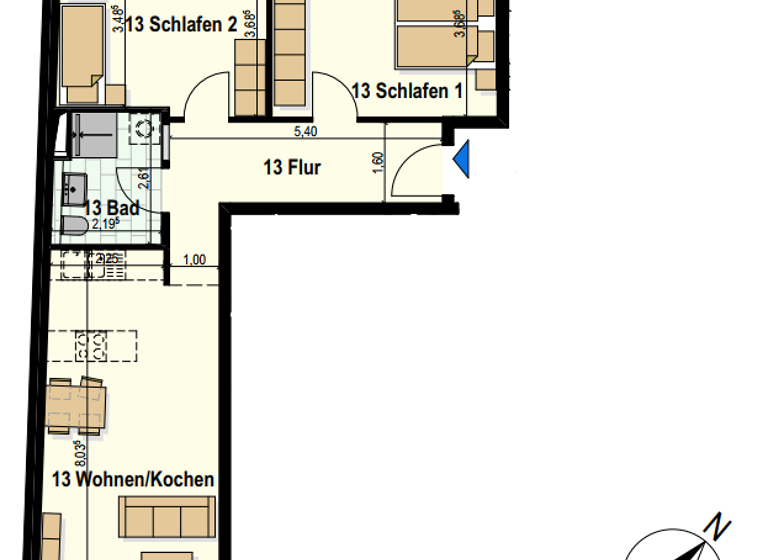 Wohnung zur Miete - Erstbezug 1.166 € 3 Zimmer 77,7 m² 2. Geschoss frei ab sofort Am Teich 12-15 Innenstadt Neumünster 24534