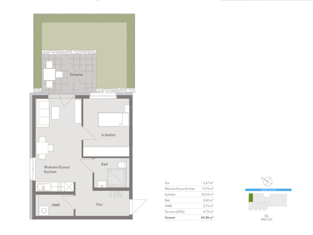 Wohnung zur Miete 575 € 2 Zimmer 44,3 m²<br/>Wohnfläche EG<br/>Geschoss Tschaikowskistraße 1 Stadtmitte West Gera / Debschwitz 07548