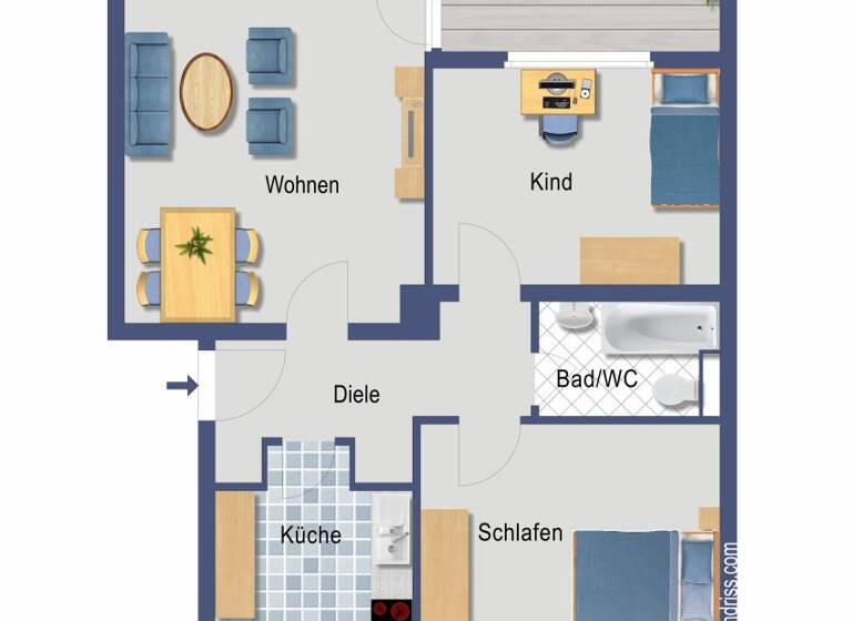 Wohnung zum Kauf provisionsfrei 215.500 € 3 Zimmer 70,5 m²<br/>Wohnfläche 2.<br/>Geschoss Stettiner Straße 16 Garath Düsseldorf 40595
