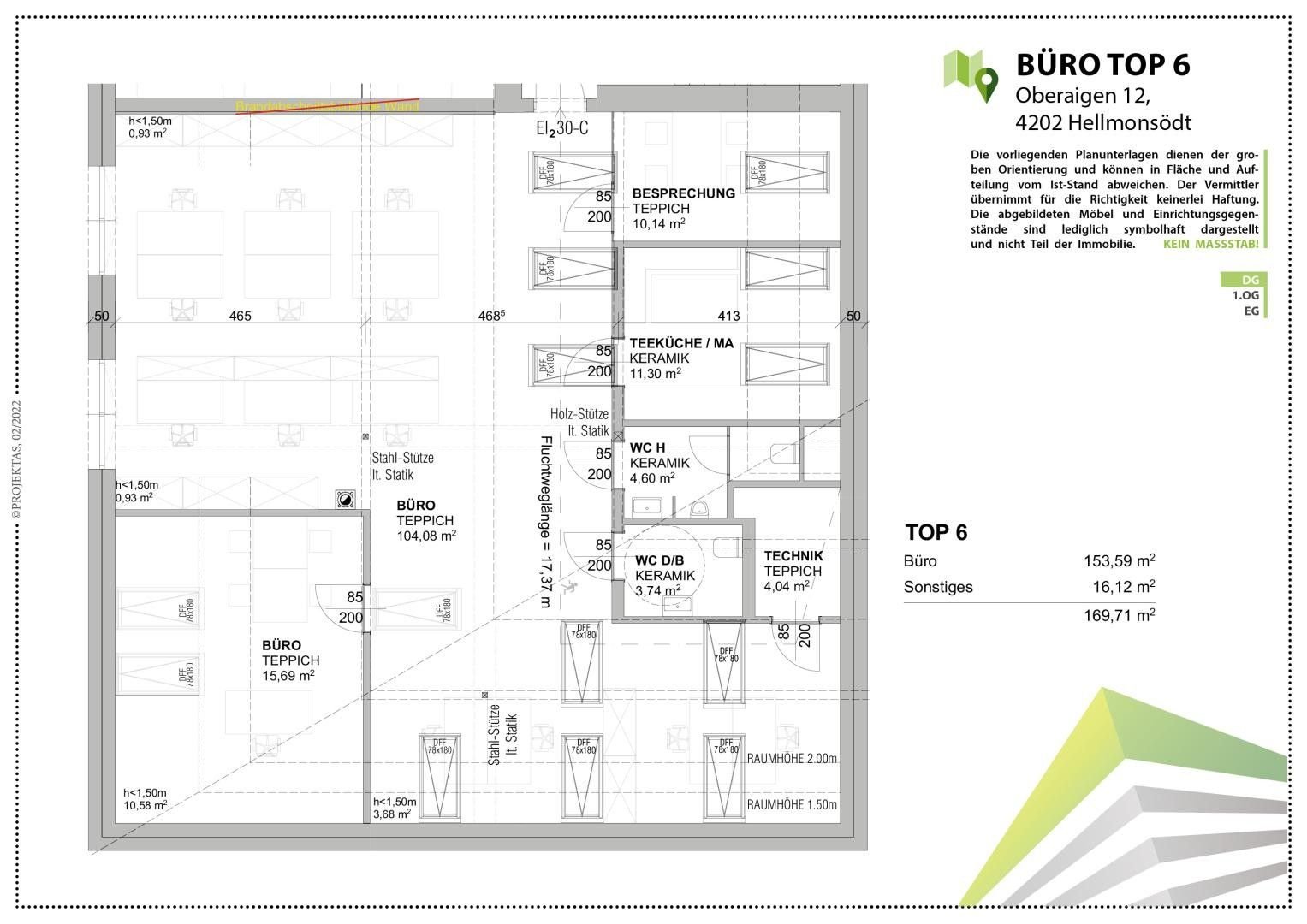 Bürogebäude zur Miete 1.382 € 153,6 m²<br/>Bürofläche Oberaigen 12 Hellmonsödt 4202