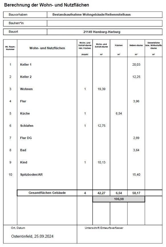 Reihenmittelhaus zum Kauf 249.000 € 4 Zimmer 75 m²<br/>Wohnfläche 288 m²<br/>Grundstück Neugraben - Fischbek Hamburg 21149