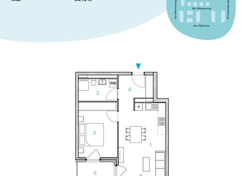 Wohnung zur Miete 960 € 2 Zimmer 51 m² 3. Geschoss Ober-Eschbach Bad Homburg vor der Höhe 61352