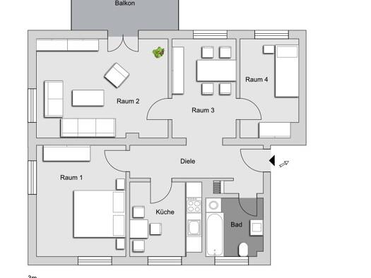 Wohnung zur Miete 684 € 4 Zimmer 77,2 m² 1. Geschoss frei ab 16.08.2026 Adalbert-Stifter-Str. 3 Burgberg Erlangen 91054