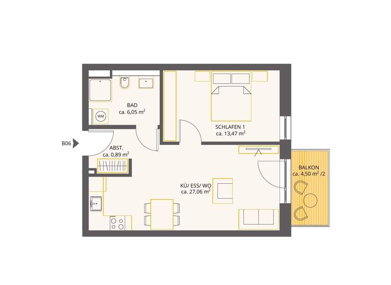 Wohnung zum Kauf - Neubau 265.000 € 2 Zimmer 49,6 m²<br/>Wohnfläche ab sofort<br/>Verfügbarkeit Kirchheim am Neckar 74366