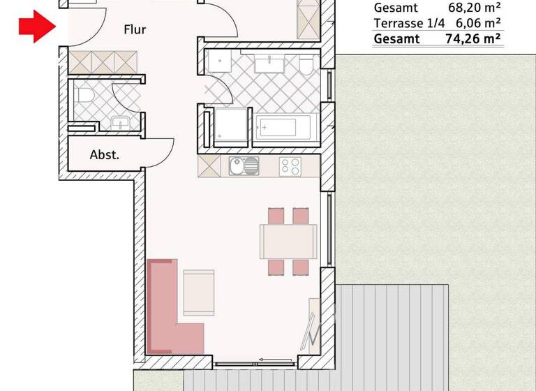 Wohnung zum Kauf provisionsfrei 547.400 € 3 Zimmer 74 m² Fürstätt Rosenheim 83024