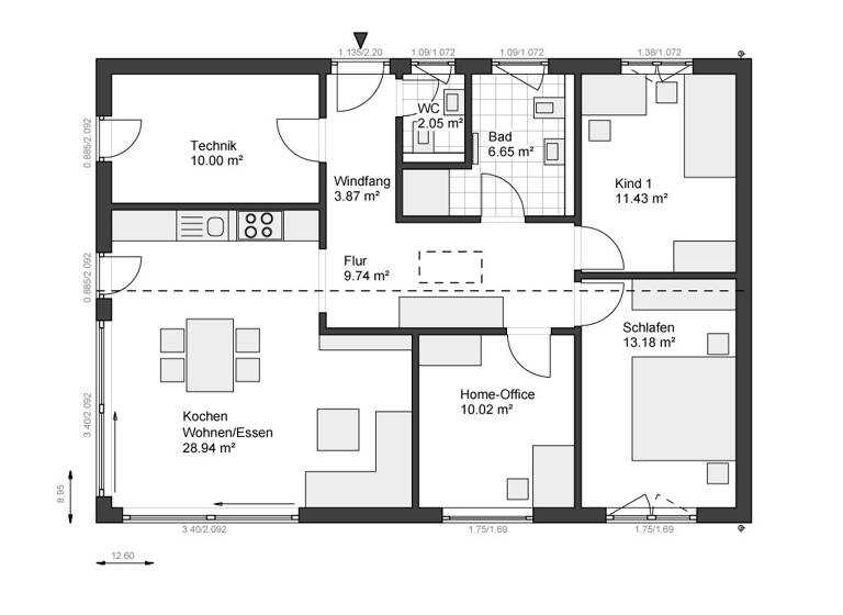 Bungalow zum Kauf provisionsfrei 386.174 € 4 Zimmer 95 m² 480 m² Grundstück Herdecke 58313