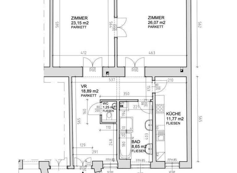 Wohnung zur Miete 1.456 € 2 Zimmer 91 m² 3. Geschoss Gentzgasse Wien 1180