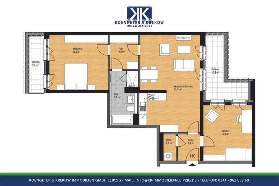 Wohnung zur Miete 1.522 € 3 Zimmer 108,7 m²<br/>Wohnfläche 2.<br/>Geschoss Prager Straße 109 Reudnitz-Thonberg Leipzig 04317