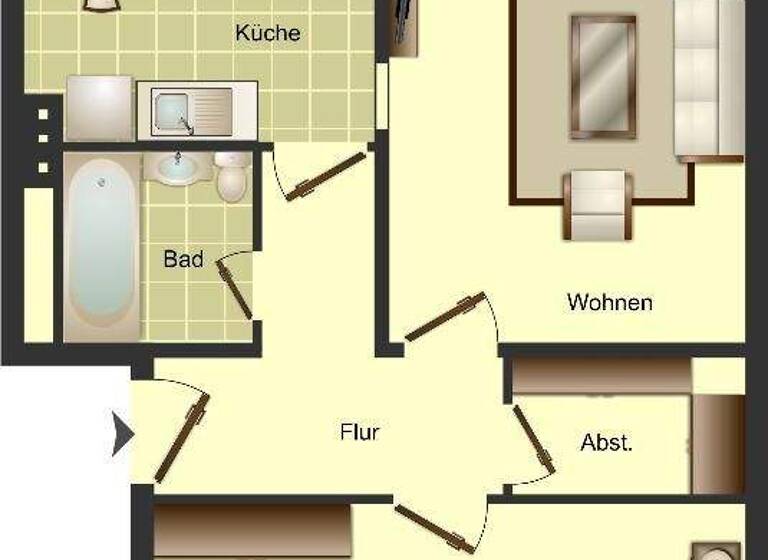 Wohnung zur Miete 579 € 2 Zimmer 55 m² 1. Geschoss Graudenzer Ring 19 Wedau Duisburg 47279