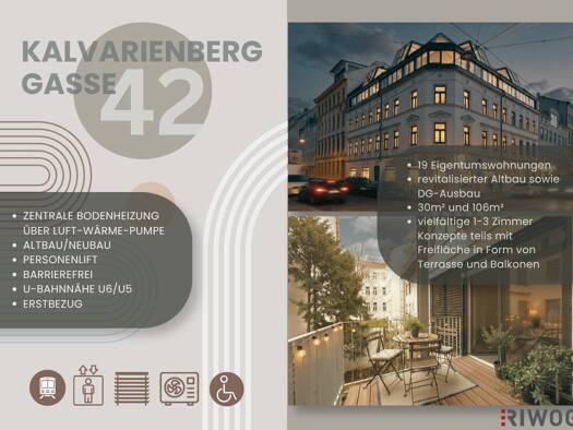 Wohnung zum Kauf - Erstbezug 630.000 € 3 Zimmer 73,5 m² 3. Geschoss Kalvarienberggasse 42 Wien 1170