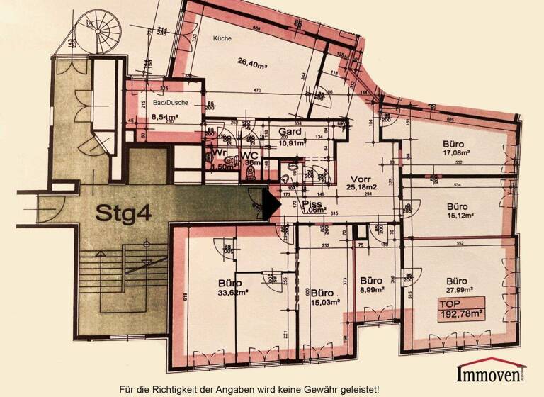 Büro zur Miete 2.313 € 7 Zimmer Billrothstraße Wien 1190