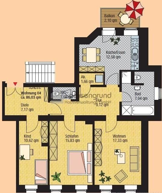 Wohnung zum Kauf provisionsfrei als Kapitalanlage geeignet 289.000 € 3 Zimmer 86 m²<br/>Wohnfläche Breitenfelder Straße 84 Gohlis - Mitte Leipzig 04157