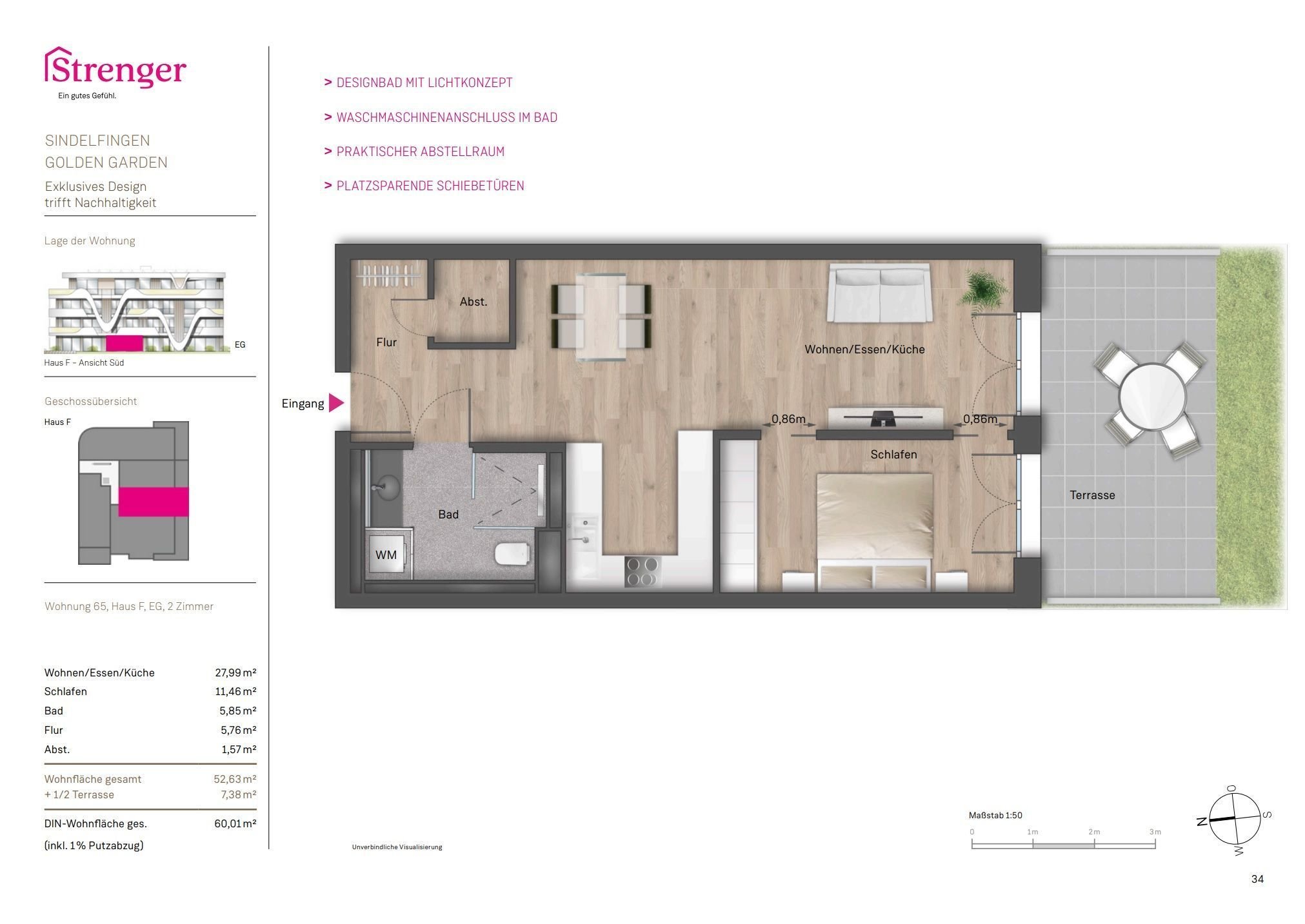 Wohnung zur Miete 1.080 € 2 Zimmer 60 m²<br/>Wohnfläche EG<br/>Geschoss 01.10.2024<br/>Verfügbarkeit Anna-Reich-Straße 15 Sindelfingen 101 Maichingen 71069