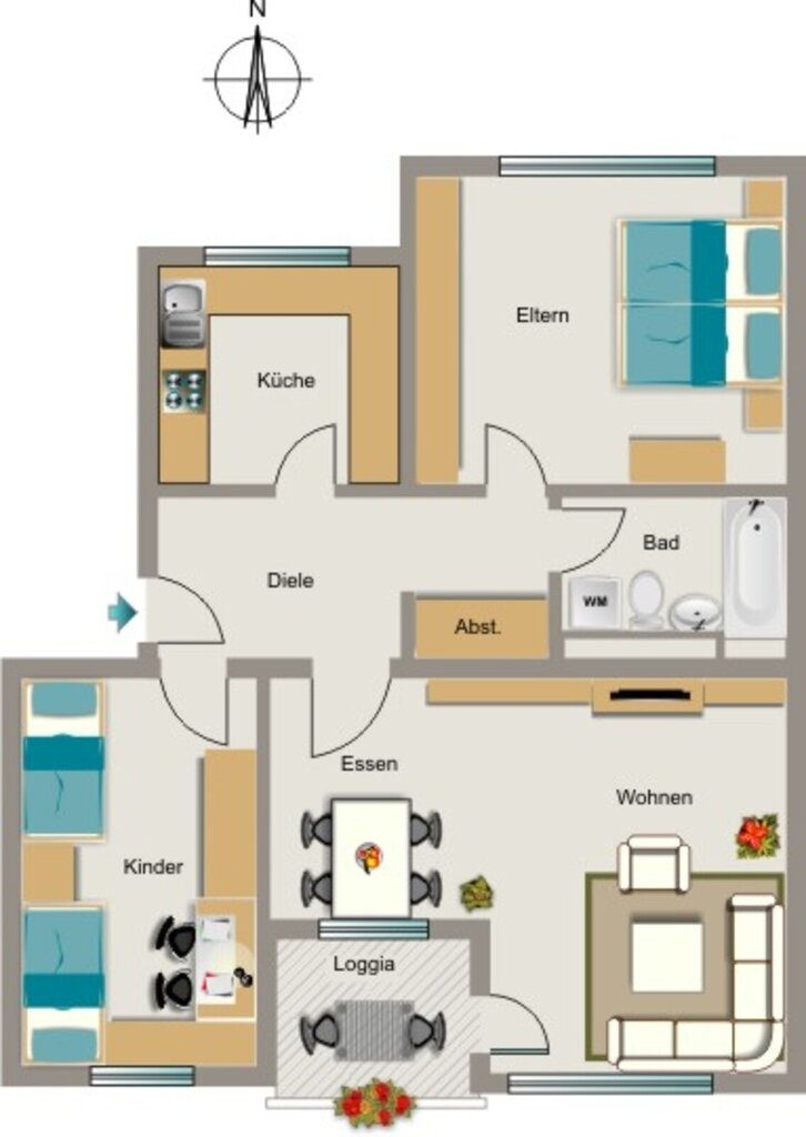 Wohnung zur Miete 628 € 3,5 Zimmer 76,9 m²<br/>Wohnfläche 1.<br/>Geschoss Wildermannstraße 26 Paulusviertel Recklinghausen 45659