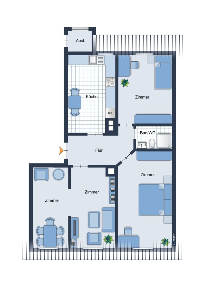 Wohnung zum Kauf 210.000 € 3,5 Zimmer 67,6 m²<br/>Wohnfläche 5.<br/>Geschoss Südweststadt - Mittlerer Teil Karlsruhe 76137