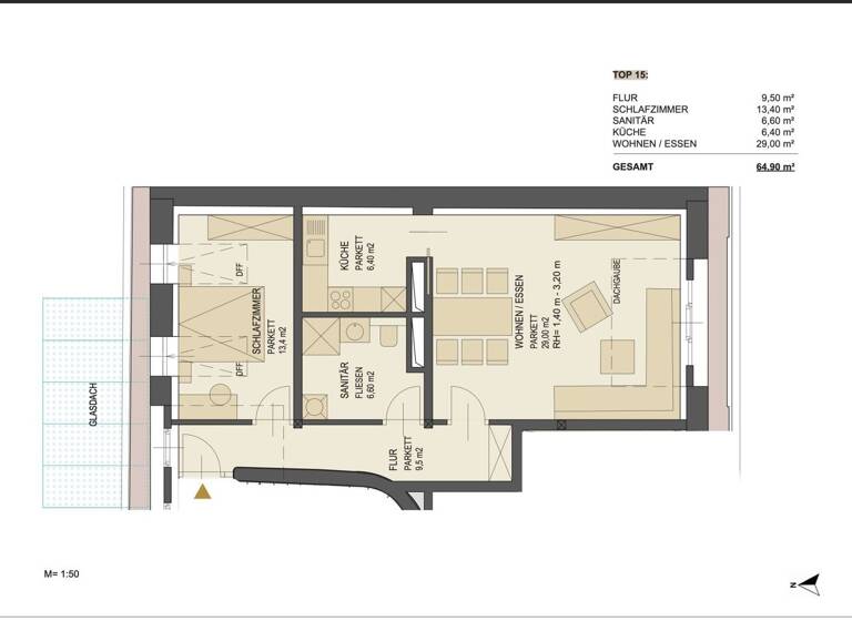 Wohnung zur Miete - Erstbezug 536 € 2 Zimmer 64,9 m² 3. Geschoss Eggenberg Graz 8020