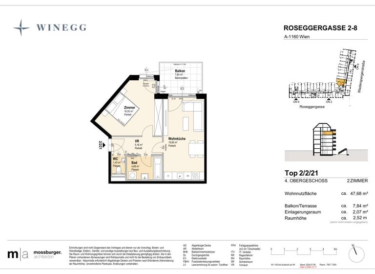 Wohnung zum Kauf - Erstbezug 324.600 € 2 Zimmer 47,7 m² 4. Geschoss Roseggergasse 2-8 Wien 1160