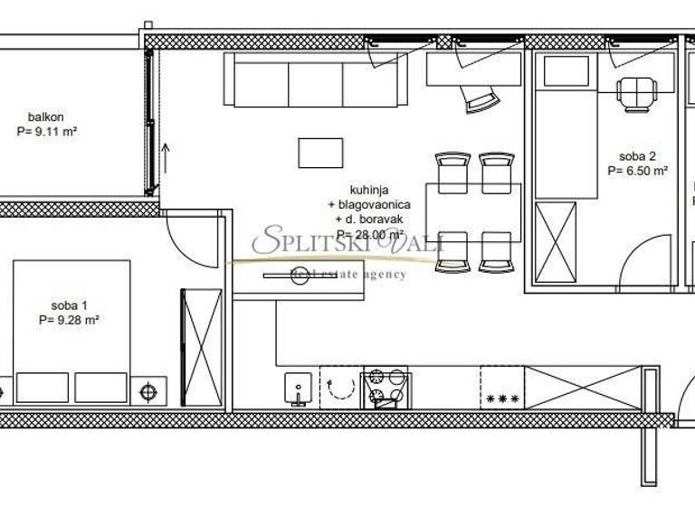 Wohnung zum Kauf 326.000 € 2 Zimmer 58 m² 2. Geschoss Split