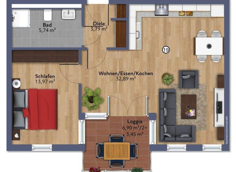 Wohnung zur Miete - Erstbezug 1.050 € 2 Zimmer 59,8 m² 1. Geschoss frei ab 01.06.2026 Steigenberg Penzberg 82377