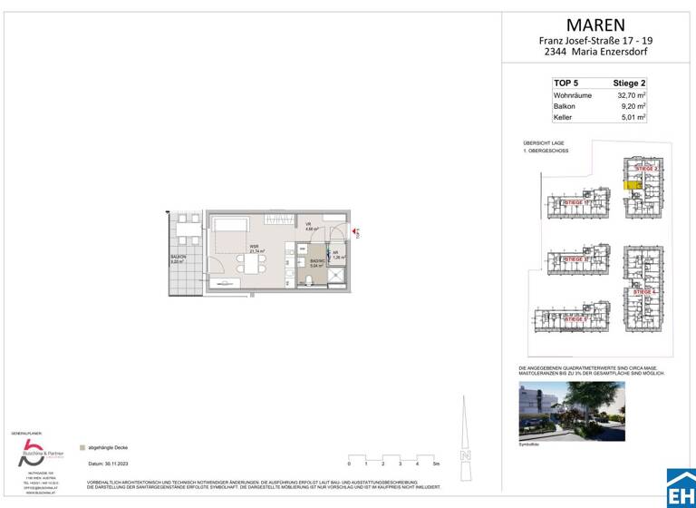 Studio zum Kauf 239.000 € 1 Zimmer 32,7 m² 1. Geschoss Franz Josef-Straße Maria Enzersdorf 2344