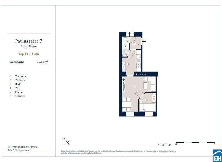 Wohnung zum Kauf 194.900 € 2 Zimmer 30,8 m² 1. Geschoss Paulusgasse 7 Wien 1030