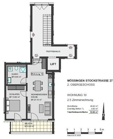 Wohnung zum Kauf - Neubau 299.900 € 2,5 Zimmer 53,8 m² 2. Geschoss Mössingen Mössingen 72116