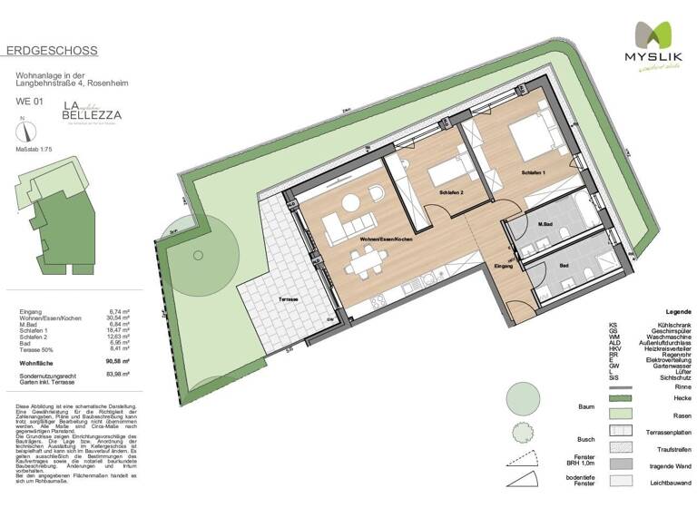 Wohnung zum Kauf provisionsfrei 774.000 € 3 Zimmer 90,6 m² West Rosenheim 83022
