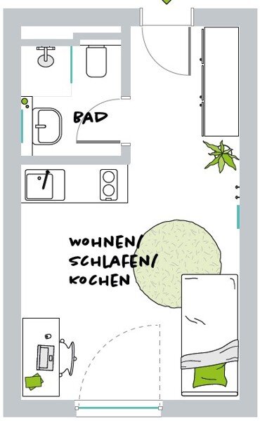 Wohnung zur Miete 636 € 1 Zimmer 20,5 m²<br/>Wohnfläche 01.12.2024<br/>Verfügbarkeit Heinrichstraße 85 Mörsenbroich Düsseldorf-Düsseltal 40239