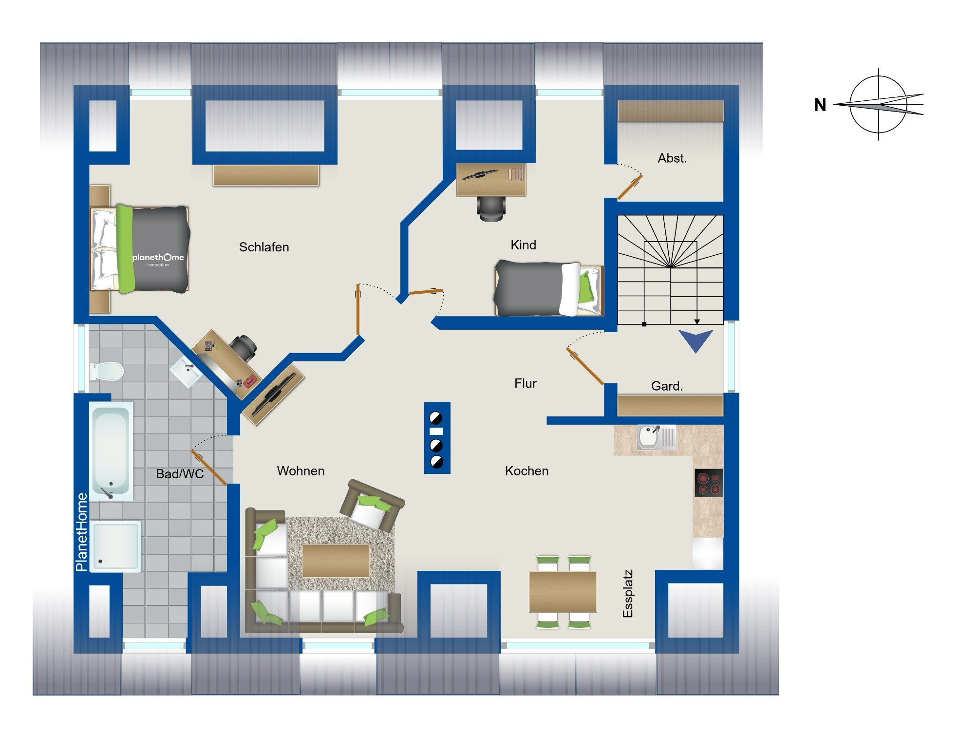 Wohnung zum Kauf 290.000 € 2,5 Zimmer 65 m²<br/>Wohnfläche 2.<br/>Geschoss Burgunderstraße - Napoleonstein Regensburg 93053