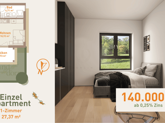 Studio zum Kauf - Erstbezug 140.000 € 1 Zimmer 27,4 m² 2. Geschoss Werneuchen 16356