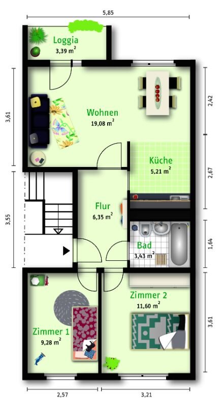 Wohnung zur Miete 403 € 3 Zimmer 57,3 m²<br/>Wohnfläche 4.<br/>Geschoss Carl-Schorlemmer-Ring 67 Nördliche Neustadt Halle 06122