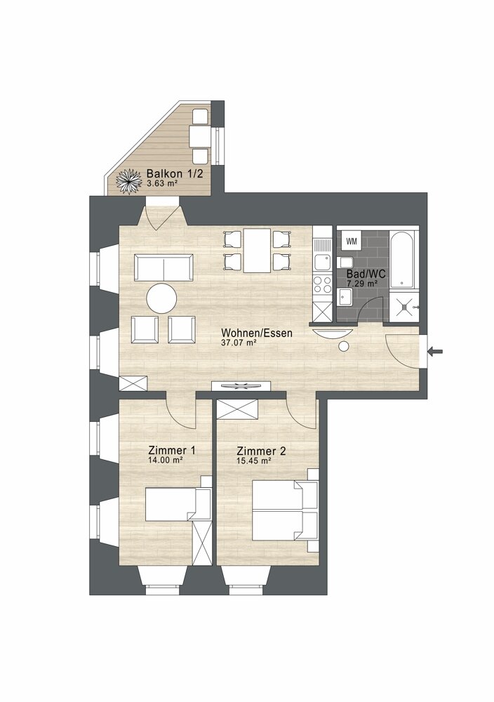 Wohnung zur Miete 970 € 3 Zimmer 77,4 m²<br/>Wohnfläche EG<br/>Geschoss Würzburger Str. 12 Estenfeld Estenfeld 97230