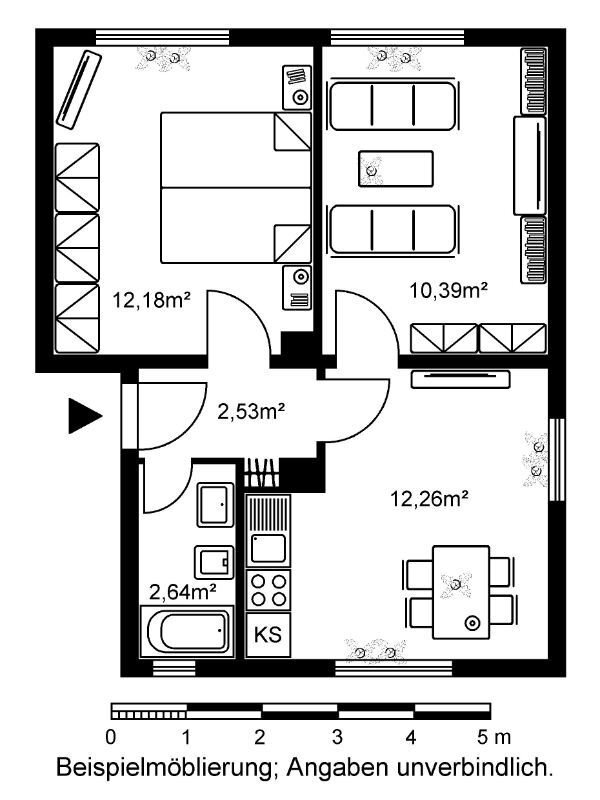 Wohnung zur Miete 550 € 2 Zimmer 44 m²<br/>Wohnfläche 1.<br/>Geschoss 01.03.2025<br/>Verfügbarkeit Am Kreuz 1 Heilsberg Bad Vilbel 61118