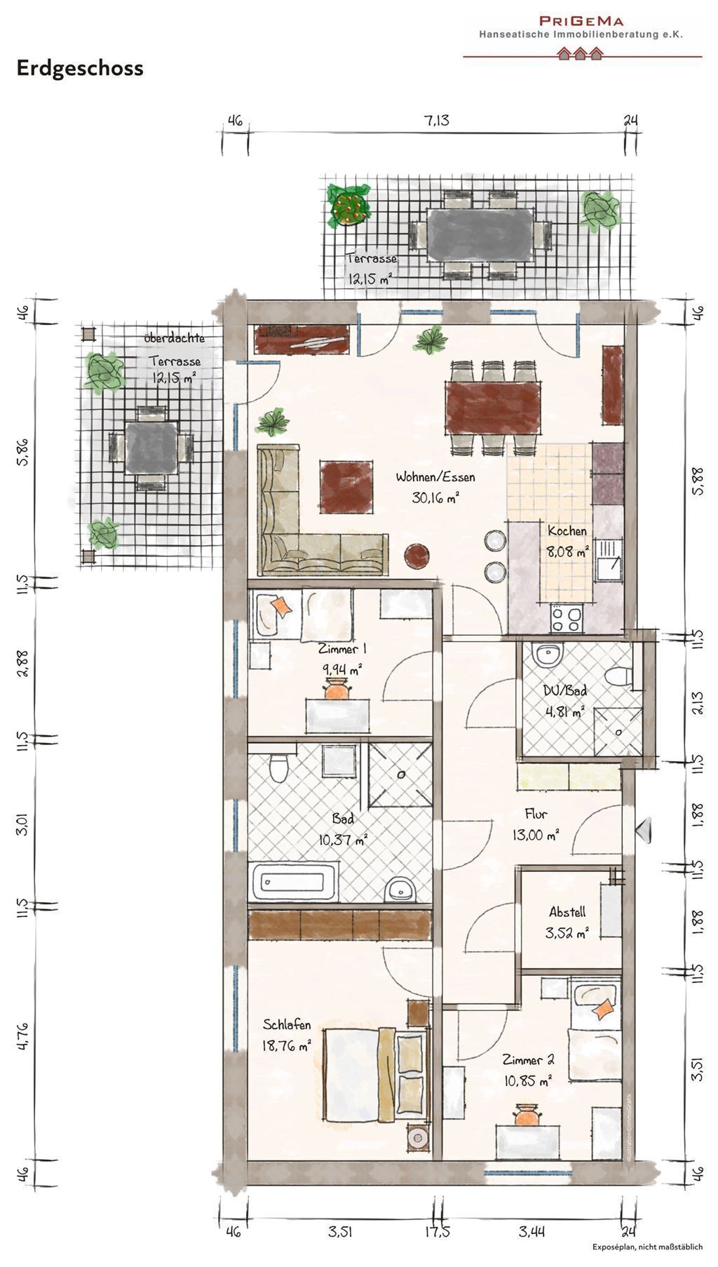 Terrassenwohnung zur Miete 1.990 € 4 Zimmer 113,8 m²<br/>Wohnfläche 01.03.2025<br/>Verfügbarkeit Wohldorf - Ohlstedt Hamburg 22397