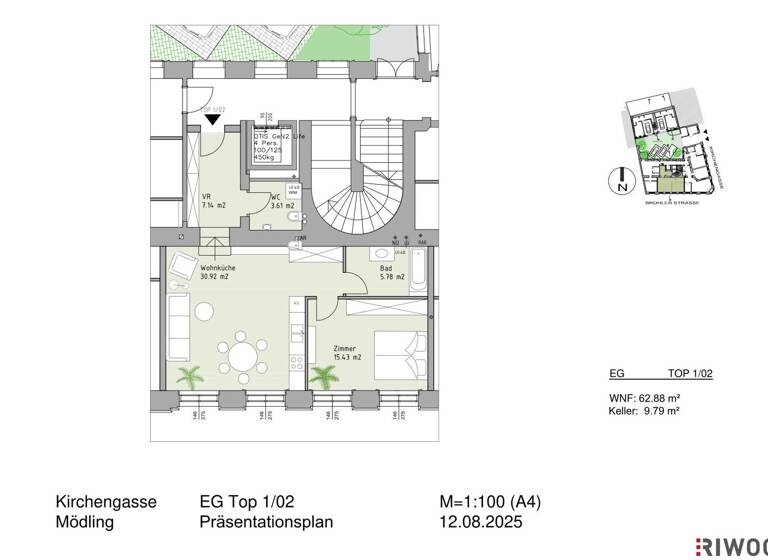 Wohnung zum Kauf - Erstbezug 395.000 € 2 Zimmer 62,9 m² EG Kirchengasse 1 Mödling 2340