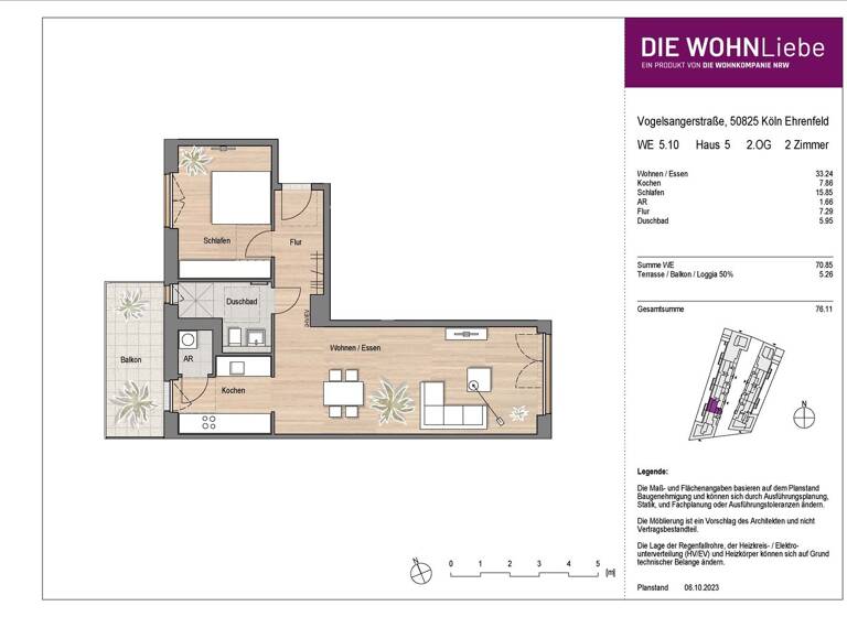 Wohnung zum Kauf - Erstbezug 594.900 € 2 Zimmer 76,1 m² Vogelsanger Straße 271 Ehrenfeld Köln 50825