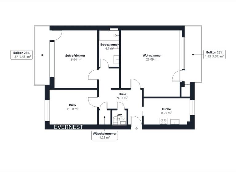 Wohnung zum Kauf 279.000 € 3 Zimmer 86 m²<br/>Wohnfläche 2.<br/>Geschoss Wettbergen Hannover 30457