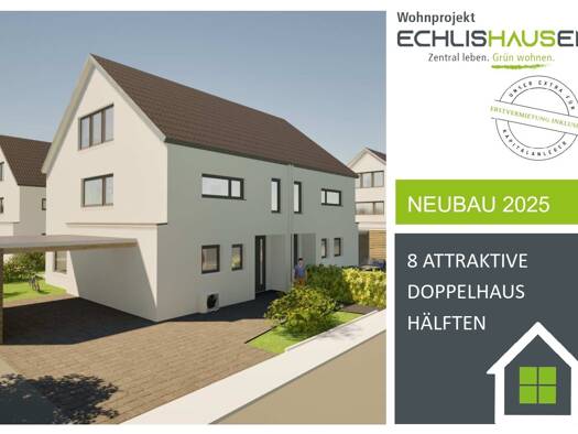 Doppelhaushälfte zum Kauf - Erstbezug provisionsfrei 515.000 € 5 Zimmer 136,5 m² 240 m² Grundstück Echlishausen Bibertal 89346