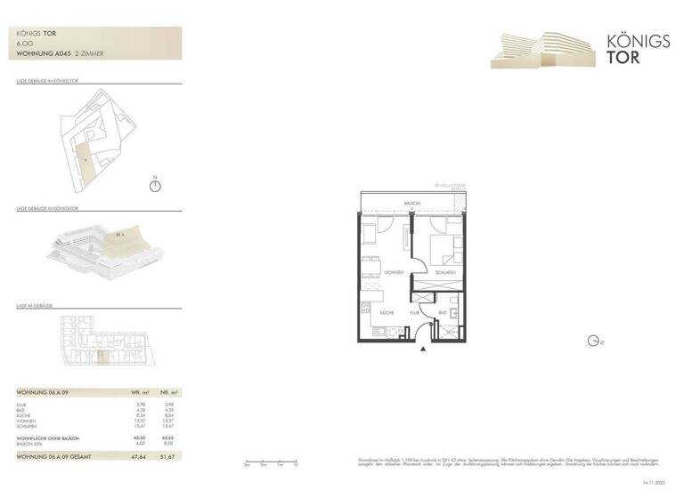 Wohnung zur Miete 850 € 2 Zimmer 47,6 m² 6. Geschoss frei ab 01.06.2026 Großprüfening-Dechbetten-Königswiesen Regensburg 93051