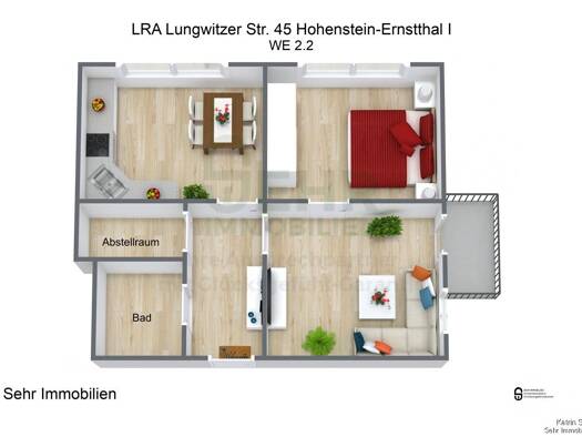Wohnung zur Miete 394 € 2 Zimmer 49,3 m² 2. Geschoss frei ab sofort Lungwitzer Str. 45 Hohenstein-Ernstthal 09337