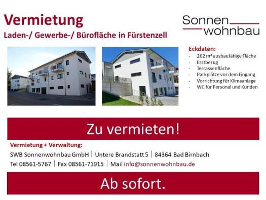 Verkaufsfläche zur Miete - Erstbezug 262 m² Verkaufsfläche Griesbacher Straße 20 Fürstenzell Fürstenzell 94081
