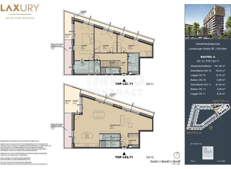 Terrassenwohnung zum Kauf - Erstbezug provisionsfrei 1.498.000 € 4 Zimmer 161,3 m² Wien 1100