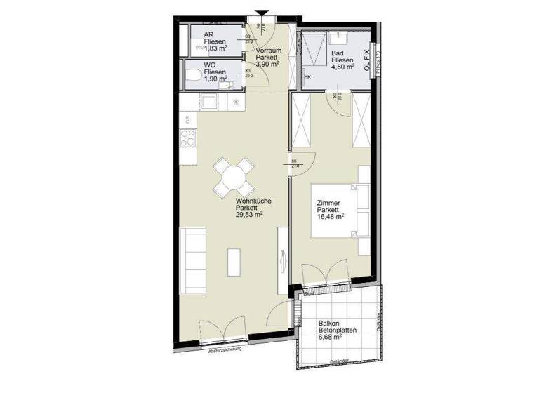 Wohnung zur Miete - Erstbezug 956 € 2 Zimmer 58,1 m² 1. Geschoss frei ab 15.03.2026 Krottenbachstraße Wien 1190