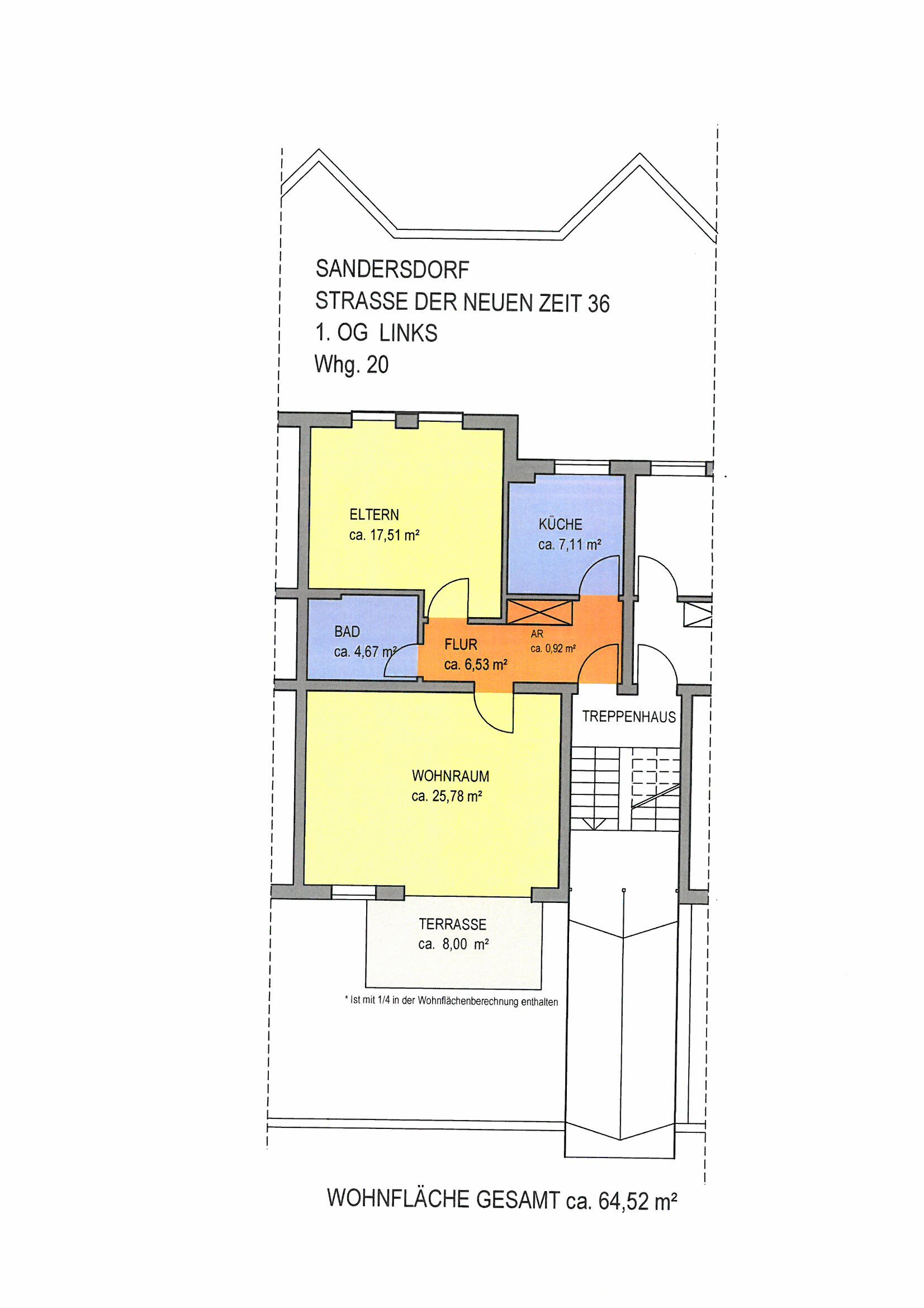 Wohnung zur Miete 425 € 2 Zimmer 64,5 m²<br/>Wohnfläche 1.<br/>Geschoss Straße der Neuen Zeit 36 Sandersdorf Sandersdorf-Brehna 06792