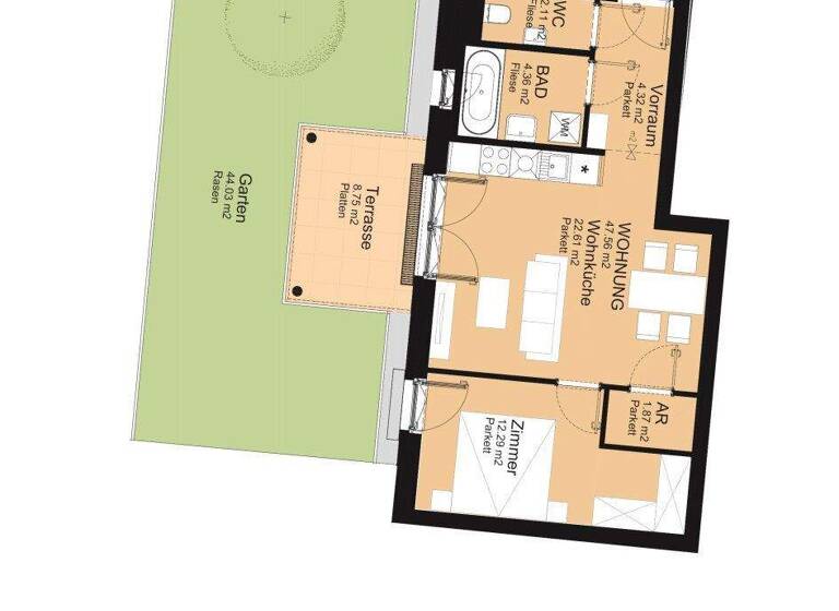 Wohnung zum Kauf - Erstbezug 349.000 € 2 Zimmer 47,6 m² EG Klederinger Straße 151 Wien 1100