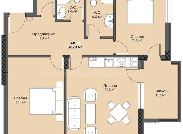 Studio zum Kauf 132.000 € 3 Zimmer 103,2 m² Plovdiv