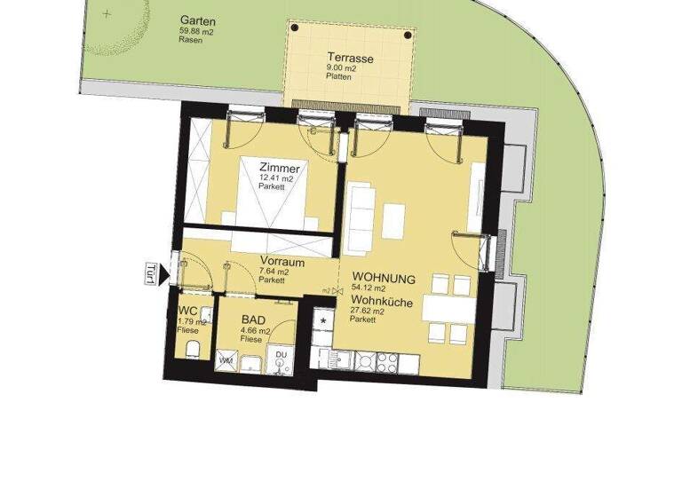 Wohnung zum Kauf - Erstbezug 399.000 € 2 Zimmer 54,1 m² EG Klederinger Straße 151 Wien 1100