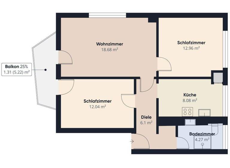 Wohnung zum Kauf 229.900 € 3 Zimmer 64 m² 2. Geschoss Hulsberg Bremen 28205